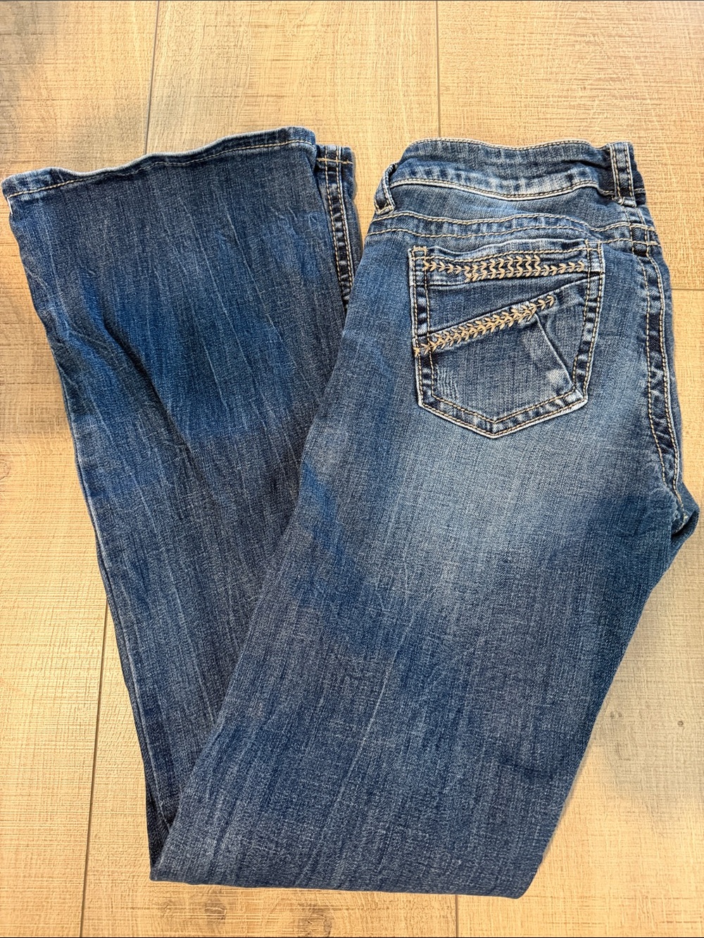 Stetson Women's Blue Denim Bootcut Jeans with Decorative Back Pocket